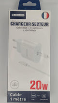 Chargeur iPhone 20W USB-C + câble Lightning 1 m Jellico