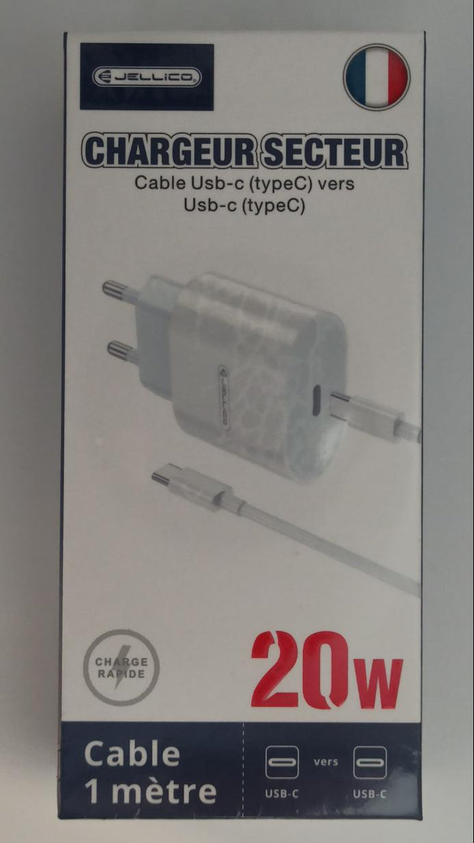 Chargeur 20W USB-C + câble USB-C 1 m Jellico