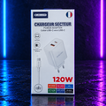 Chargeur Secteur 120W Double Port USB-C + USB-A + Câble USB-C — Jellico EC02