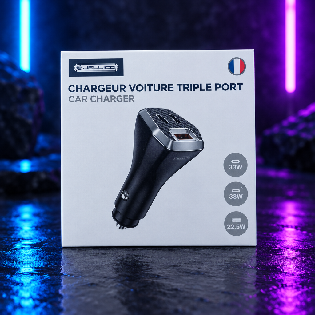 Chargeur Voiture Triple Port USB-C USB-C USB-A Jellico