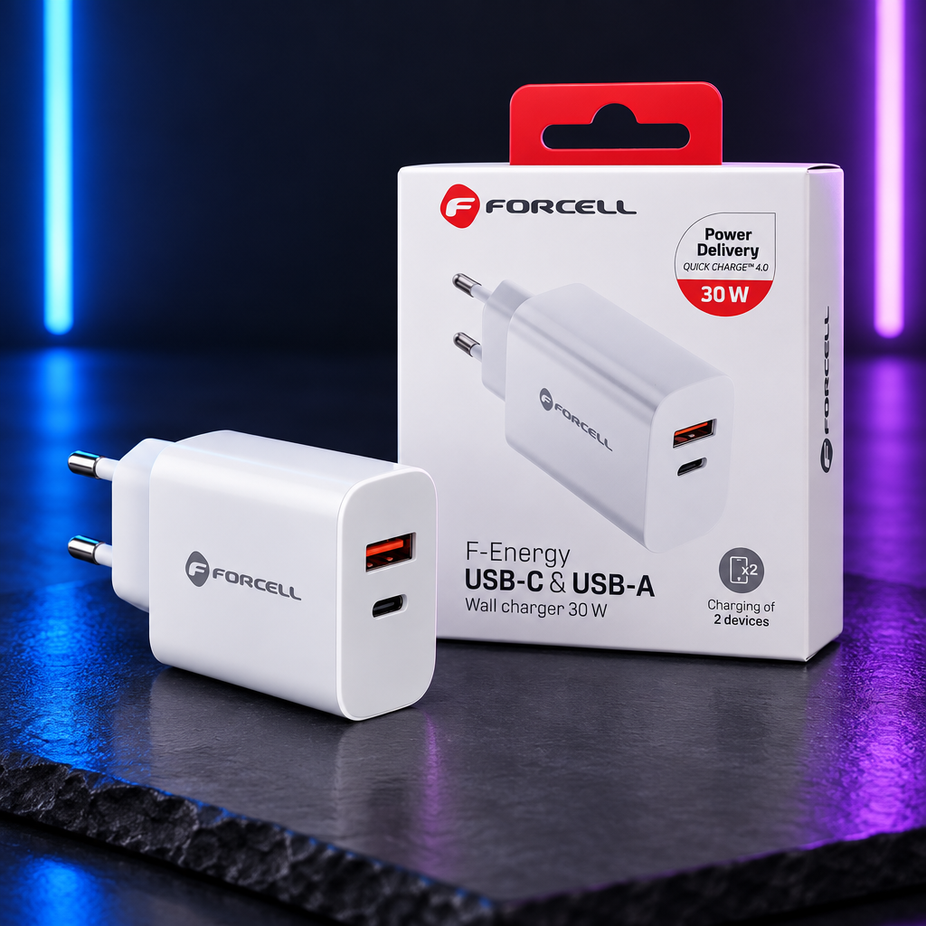 Chargeur Forcell 30W USB-C + USB-A Double Port