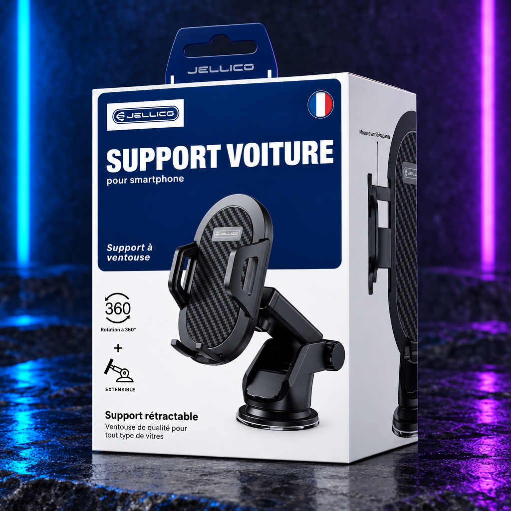 Support voiture smartphone ventouse bras extensible 360° | Jellico PH7