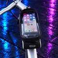 Pochette de guidon vélo étanche pour smartphone | Noire liseré argent